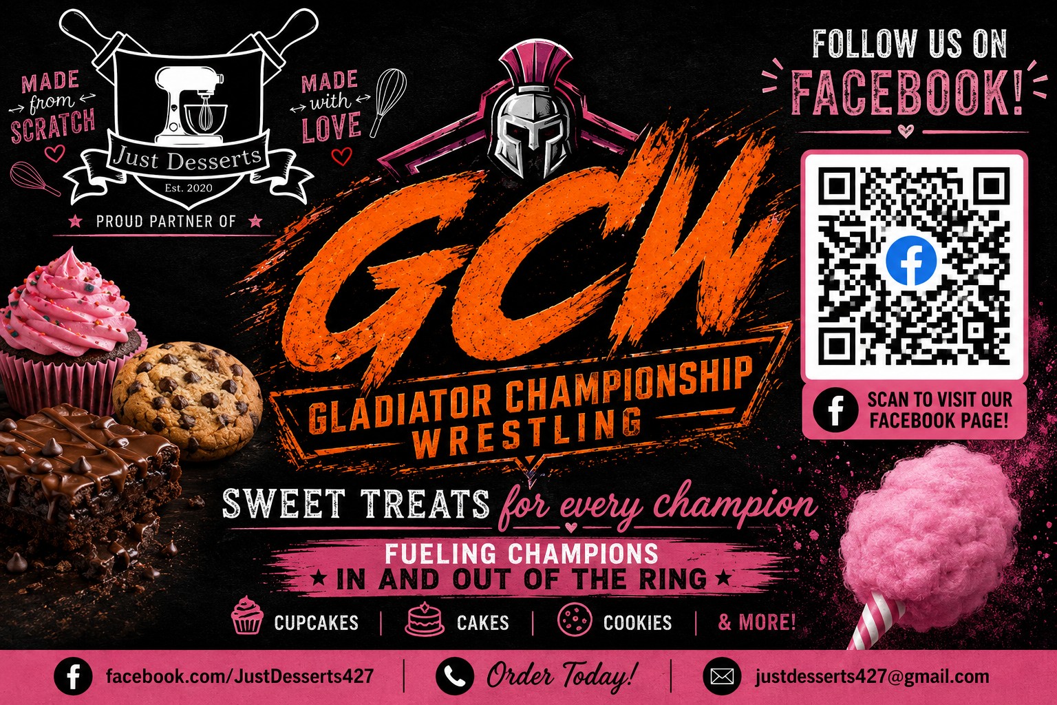 Just Desserts — proud partner of Gladiator Championship Wrestling